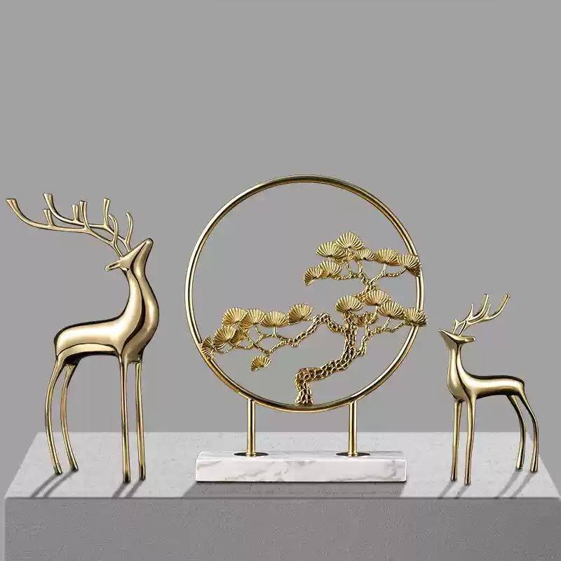 Basergy Bronze Deer Desktop Ornament for Office and Home Decor