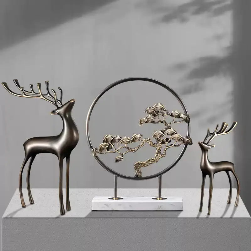 Basergy Bronze Deer Desktop Ornament for Office and Home Decor
